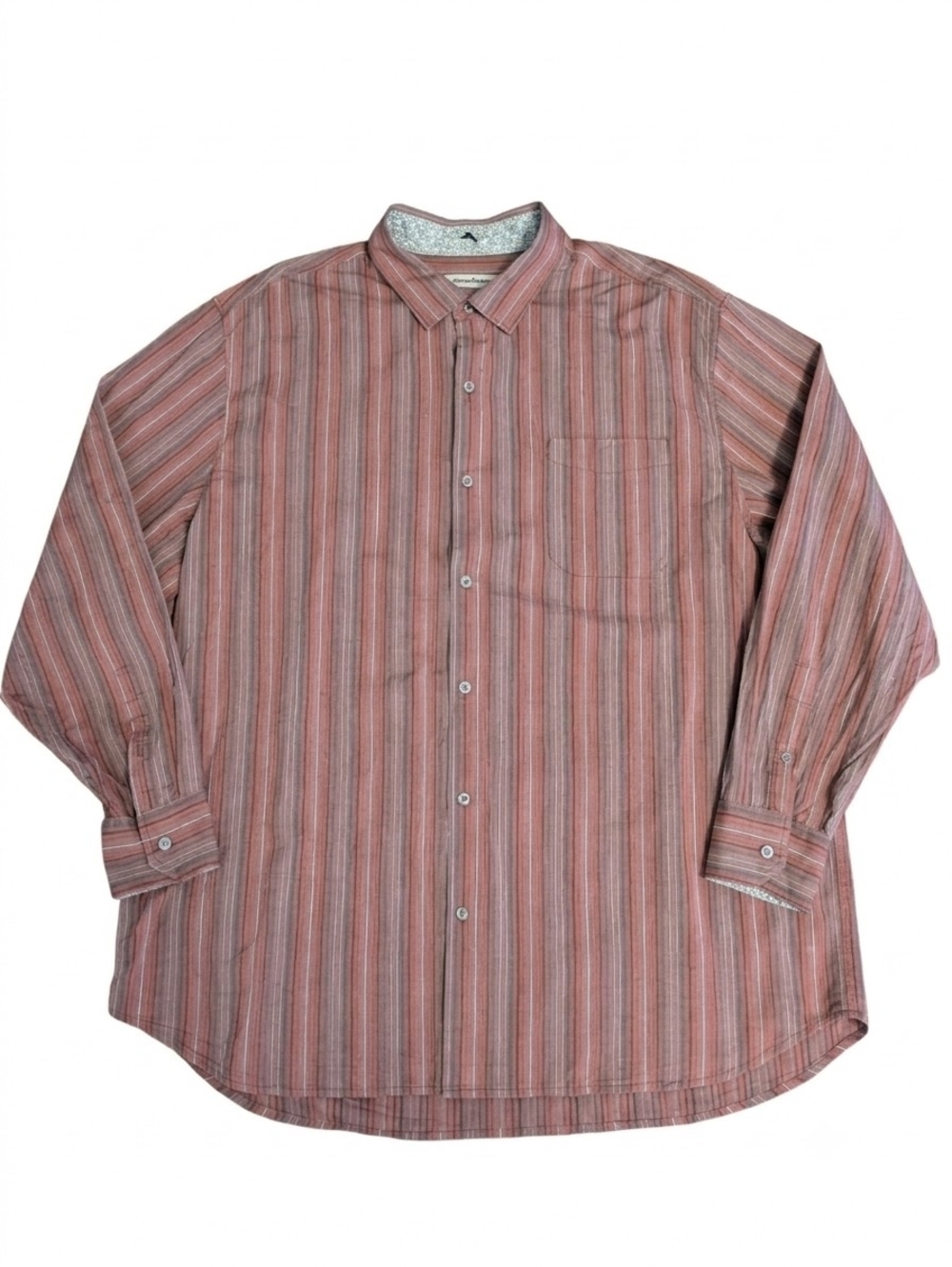 Tommy Bahama Mens XXXL Shirt Silk Cotton Blend Striped Long Sleeve Button Up 3XL